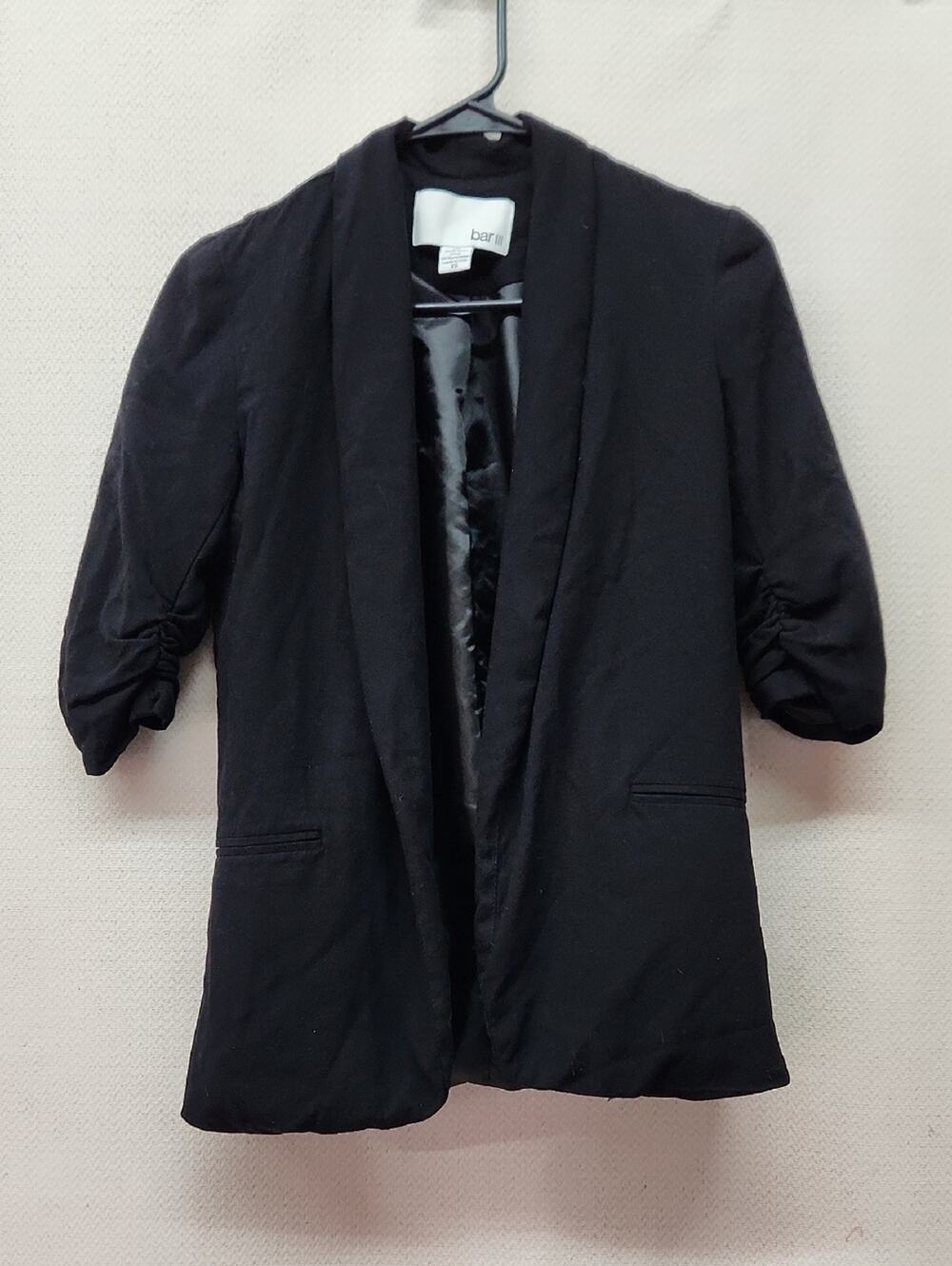 Bar III Black Short-Sleeve Shawl-Collar Blazer